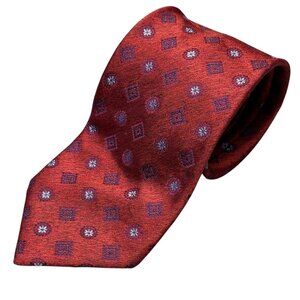 Italo Ferretti Tie Handmade in Italy 100% Silk Textured Polka Dot Red 3.75"